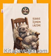 Askılı Bez Çanta - Bal Porsuğu - Kahve İçmem Lazım