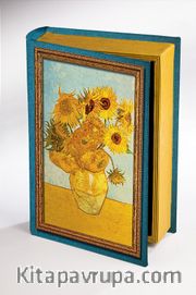 Kitap Şeklinde Ahşap Hediye Kutu - Vazoda Oniki Ayçiçeği 