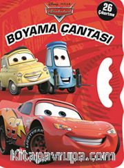 Arabalar Boyama Çantası (26 Çıkartma) / Boya Oku Yapıştır ( Yandan Tutmalı)