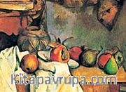 Buruşturulmuş Örtü, Vazo Ve Meyve Tabağı / Paul Cezanne (CPA 011-50x70) (Çerçevesiz)