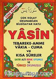 Çok Kolay Okunabilen Bilgisyar Hatlı Yasin / Satır Altı Renk Uyumlu ve Türkçe Okunuşlu (Kod:120)