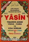 41 Yasin Tebareke Amme Vakıa-Cuma ve Kısa Sureler Satır Altı Renk Uyumlu ve Türkçe Okunuşlu (Cami Boy-Kod:124)