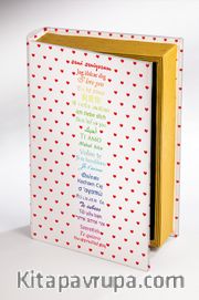 Kitap Şeklinde Ahşap Hediye Kutu Aşkın Dili - 24 Dil-Kalp Puantiyeli