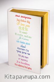 Kitap Şeklinde Ahşap Hediye Kutu Aşkın Dili - 15 Dil - Beyaz