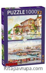 Küçüksu-Galata Köprüsünde Balıkçılar 2x1000 Parça Puzzle Takım