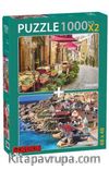 Temel Reis Kasabası-Vintage Cafe 2x1000 Parça Puzzle Takım