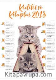 2018 Takvimli Poster - Kediler ve Kitaplar - Kitap Ev