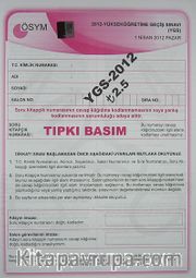 YGS 2012 Sınavı Tıpkı Basım