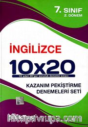 7. Sınıf 2.Dönem İngilizce 10x20 Kazanım Pekiştirme Denemeleri Seti