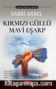 Kırmızı Güllü Mavi Eşarp