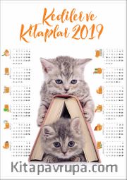 2019 Takvimli Poster - Kediler ve Kitaplar - Kitap Ev