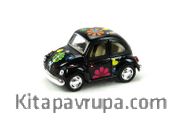 Kinsmart 1967 Volkswagen Classical Beetle 10 cm Metal Çek Bırak Araba Desenli Siyah