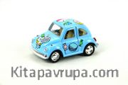 Kinsmart 1967 Volkswagen Classical Beetle 10 cm Metal Çek Bırak Araba Mavi Şeker Desenli