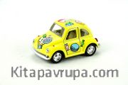 Kinsmart 1967 Volkswagen Classical Beetle 10 cm Metal Çek Bırak Araba Sarı Şeker Desenli (KT4026DYF)