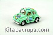 Kinsmart 1967 Volkswagen Classical Beetle 10 cm Metal Çek Bırak Araba Yeşil Şeker Desenli (KT4026DYF)