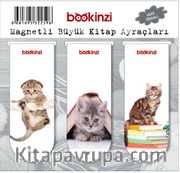 Magnetli Büyük Kitap Ayraç / Kedi Temalı (3 Adet)