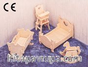 Montessori Ahşap Zeka Oyunları / w-3D Puzzle-Children Room