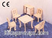 Montessori Ahşap Zeka Oyunları / w-3D Puzzle-Dining Room