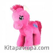 Peluş Renkli Ayakta Sevimli At 40 Cm (Pembe)