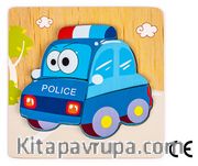 Montessori Ahşap Zeka Oyunları / w-Basic Parts POLICE CAR