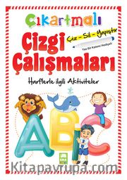 Çıkartmalı Çizgi Çalışmaları Çiz-Sil-Yapıştır Harflerle İlgili Aktiviteler (Yaz-Sil Kalemi Hediyeli)