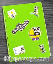 Bookinzi Okul Defteri - 80gr 70 yaprak  A4 Spiralli - Stickerli Pandalı Defter