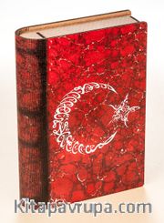 Kitap Şeklinde Mıknatıslı Ahşap Akordeon Kutu - Bayrak Ebruli Hat