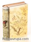 Kitap Şeklinde Mıknatıslı Ahşap Akordeon Kutu - Kelebek Kartpostal Nostalji