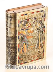 Kitap Şeklinde Mıknatıslı Ahşap Akordeon Kutu - Mısır Papirus Tutankamon