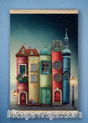 Full Frame Kanvas Poster - Fantastik Kitap Evler - WHITE FRAKE (FFW-KT04)