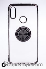 Telefon Kılıfı - Honor 8A - Yüzüklü Şeffaf - Siyah (TŞY-010)