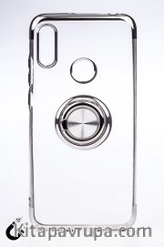 Telefon Kılıfı - Honor 8A - Yüzüklü Şeffaf - Gümüş (TŞY-011)