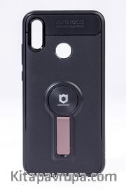 Telefon Kılıfı - Huawei P SMART 2019  - Mat Siyah - Gül Kurusu Ayaklı (TMS-033)