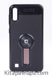 Telefon Kılıfı - Samsung Galaxy A10 - Mat Siyah - Gül Kurusu Ayaklı (TMS-048)