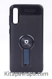 Telefon Kılıfı - Samsung Galaxy A50 - Mat Siyah - Petrol Mavisi Ayaklı (TMS-059)