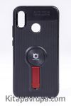 Telefon Kılıfı - Huawei P20 Lite   - Mat Siyah - Bordo Ayaklı (TMS-036)