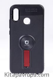 Telefon Kılıfı - Huawei P20 Lite   - Mat Siyah - Bordo Ayaklı (TMS-036)