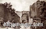 Bursa-İznik'te Lefke Kapısı / Charles Texier (GRV 090-40x65) (Çerçevesiz)